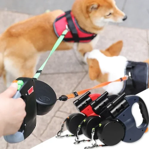 Double Dog Retractable Dog Leash
